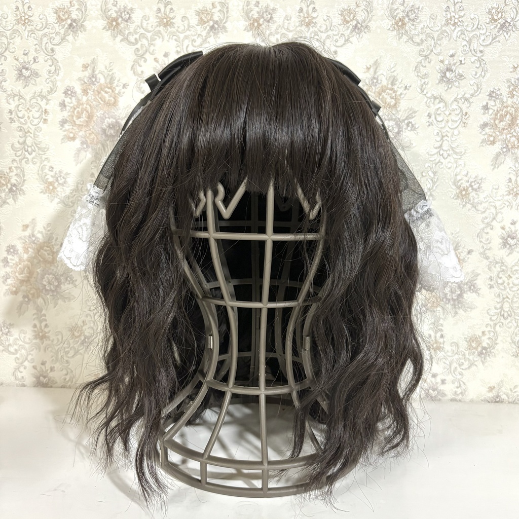 チュール付きリボンクリップ(黒白2)