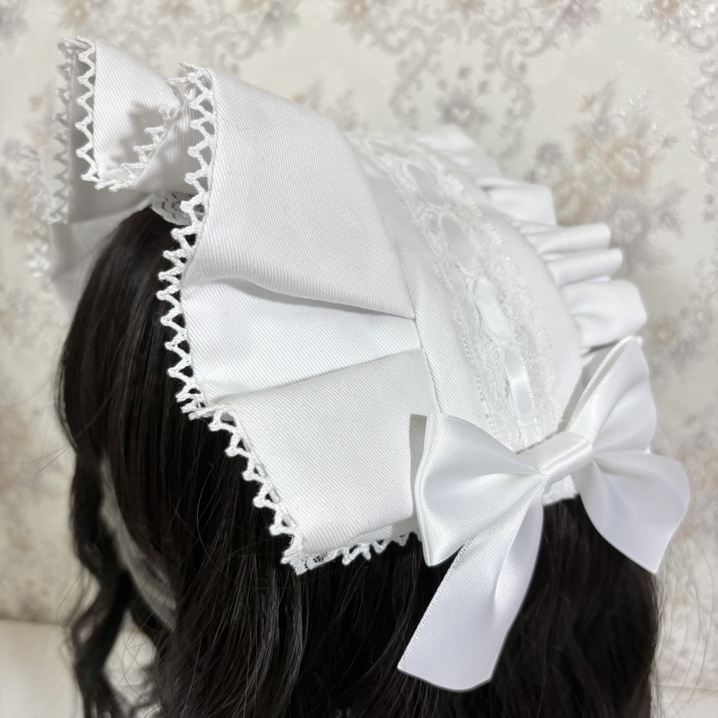 ハーフボンネ風ヘッドドレス（白）
