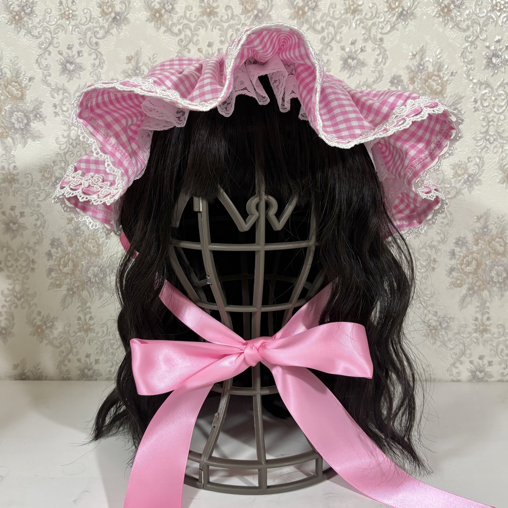ハートボンネット(ギンガムピンク)
