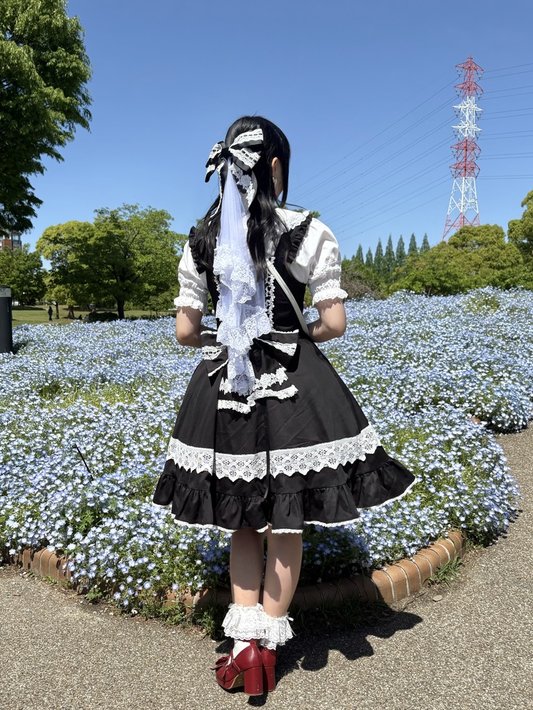 ベール付きBIGリボン(黒白)