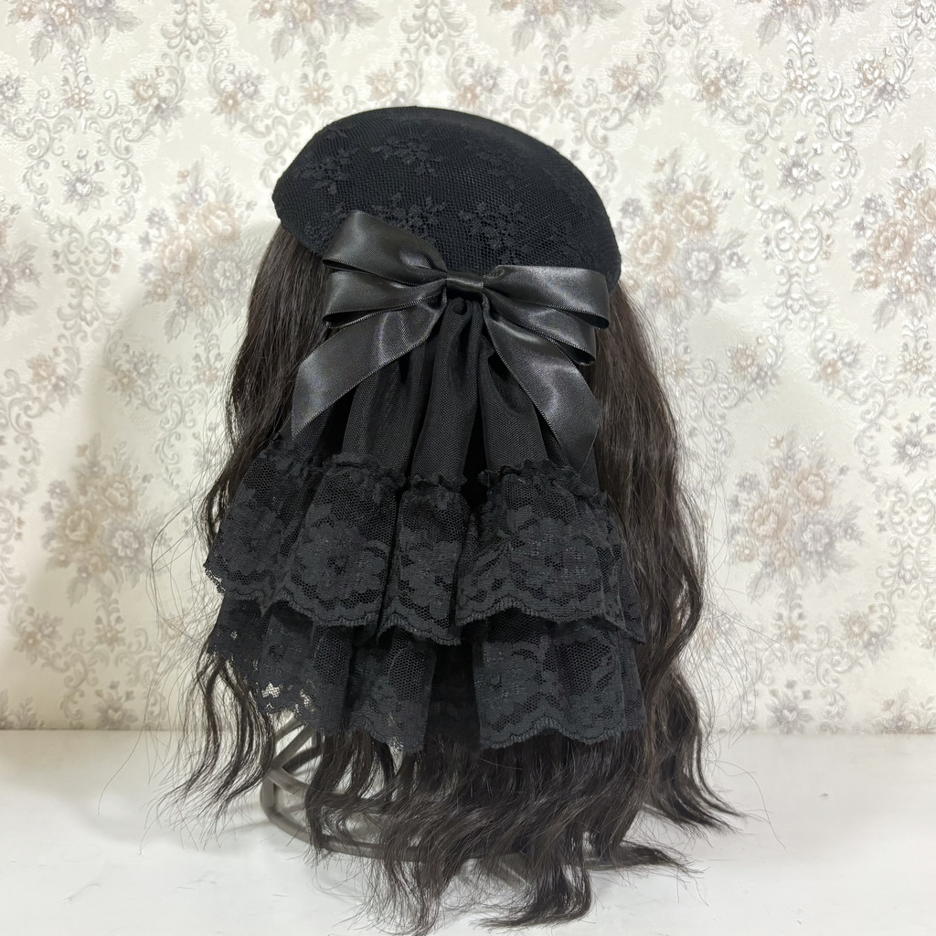 レースカクテルハット(ブラック)