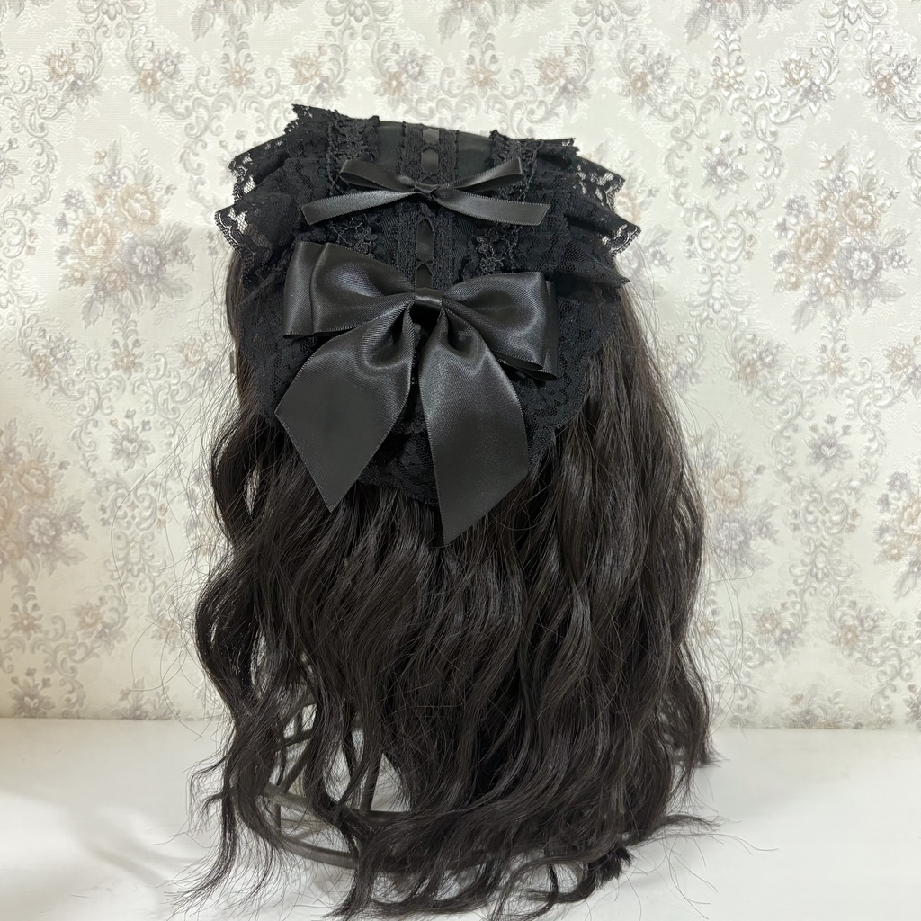 ラッセルレースヘッドドレス(黒ハシゴ)