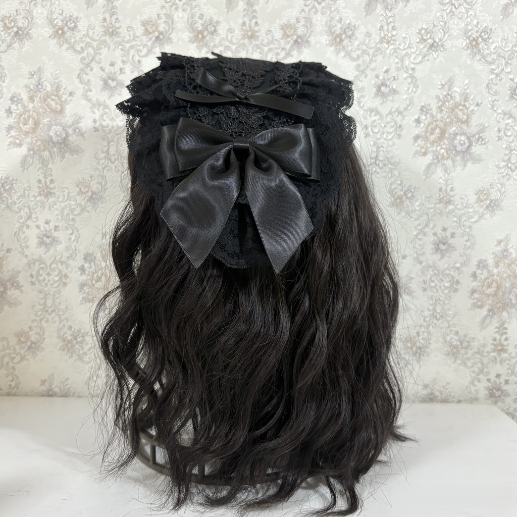 ラッセルレースヘッドドレス(黒薔薇)