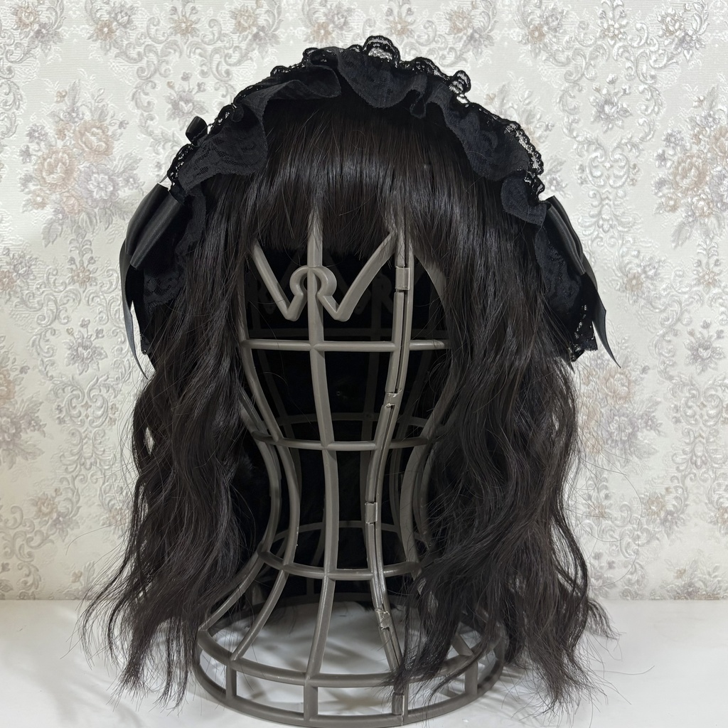 ラッセルレースヘッドドレス(黒薔薇)