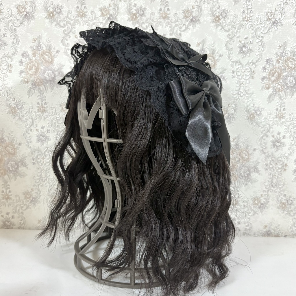 ラッセルレースヘッドドレス(黒薔薇)