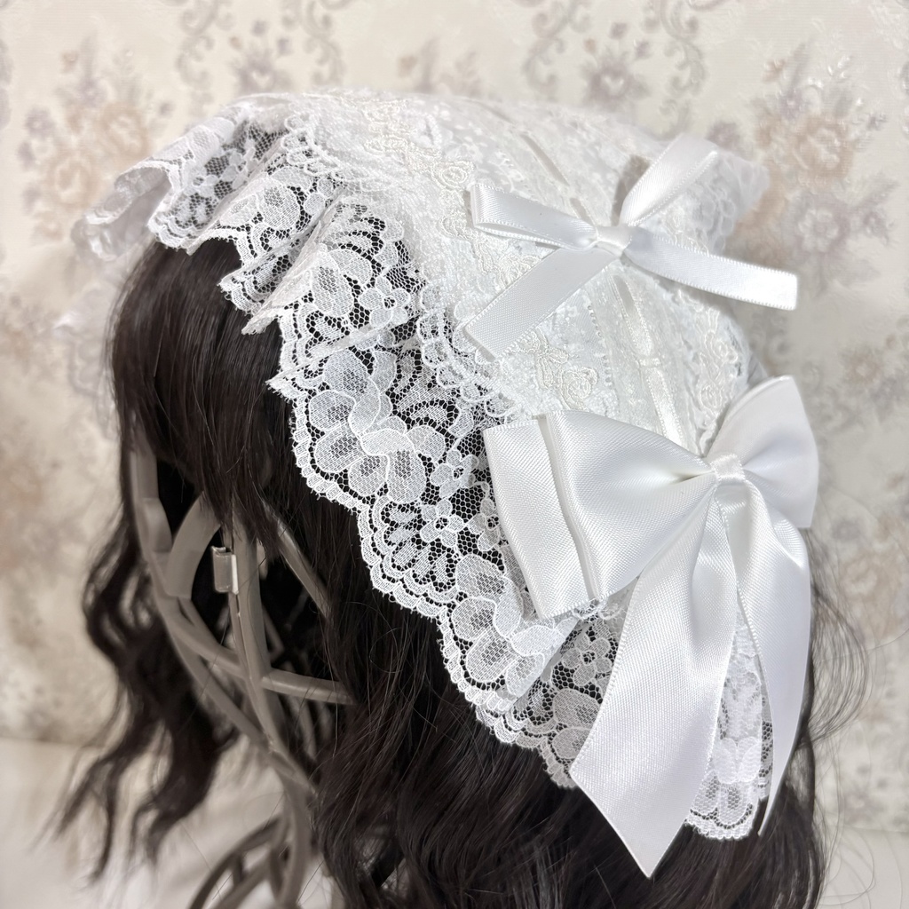 ラッセルレースヘッドドレス(白小花)