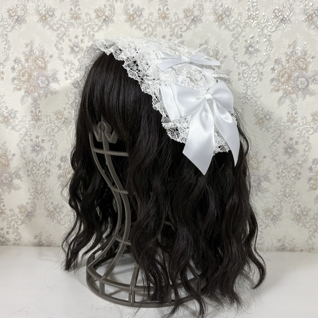トーションレースヘッドドレス(白薔薇)