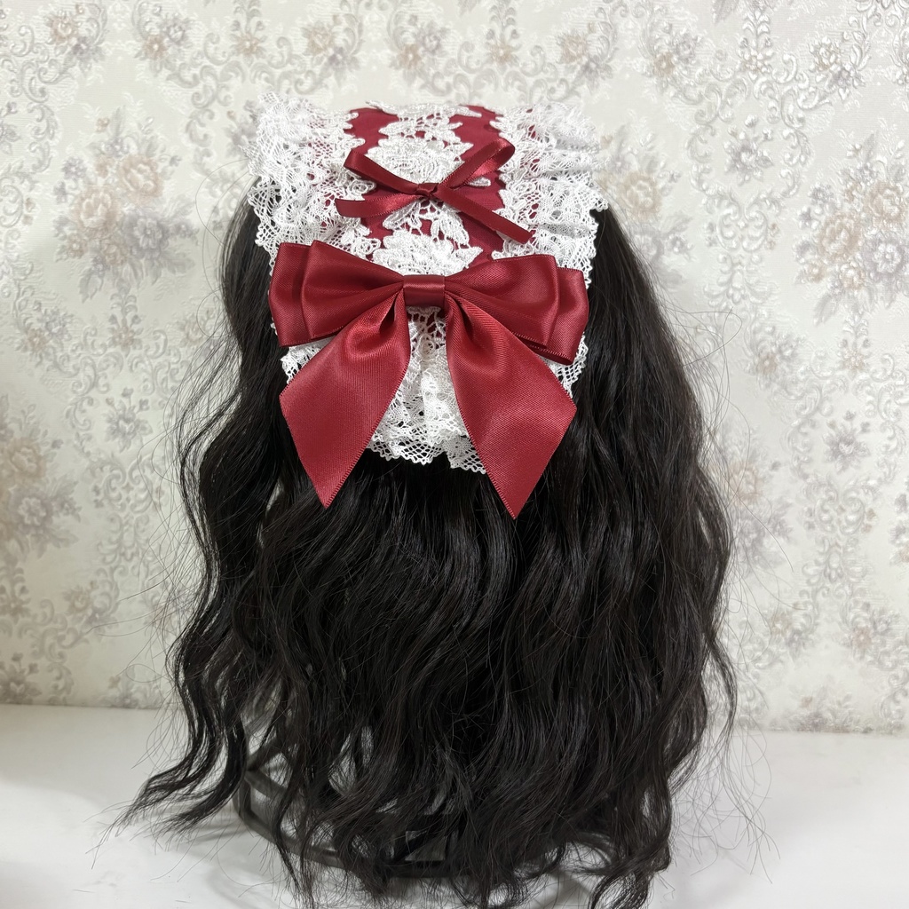 トーションレースヘッドドレス(赤薔薇)