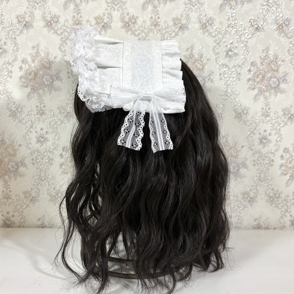 ハーフボンネ風ヘッドドレス(白小花)