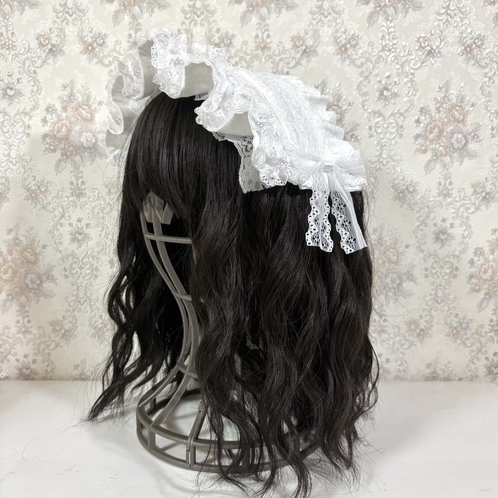 ハーフボンネ風ヘッドドレス(白小花)