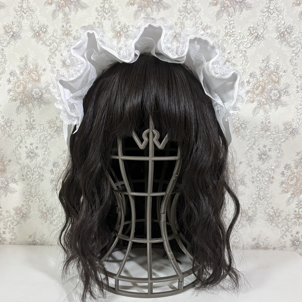ハーフボンネ風ヘッドドレス(白フリル)