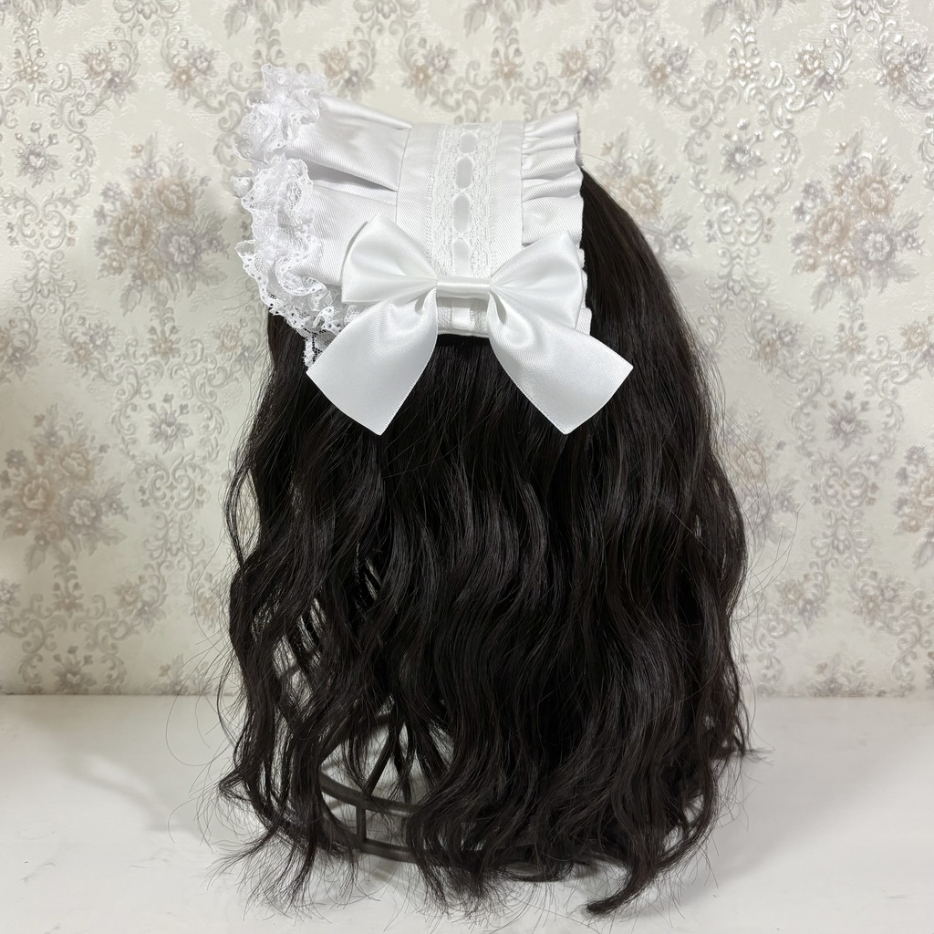 ハーフボンネ風ヘッドドレス(白フリル)