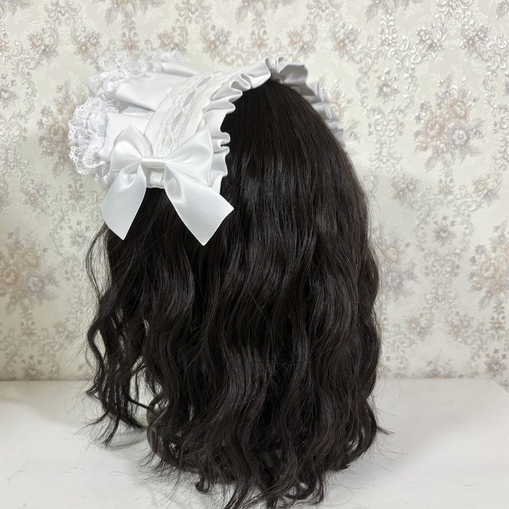 ハーフボンネ風ヘッドドレス(白フリル)