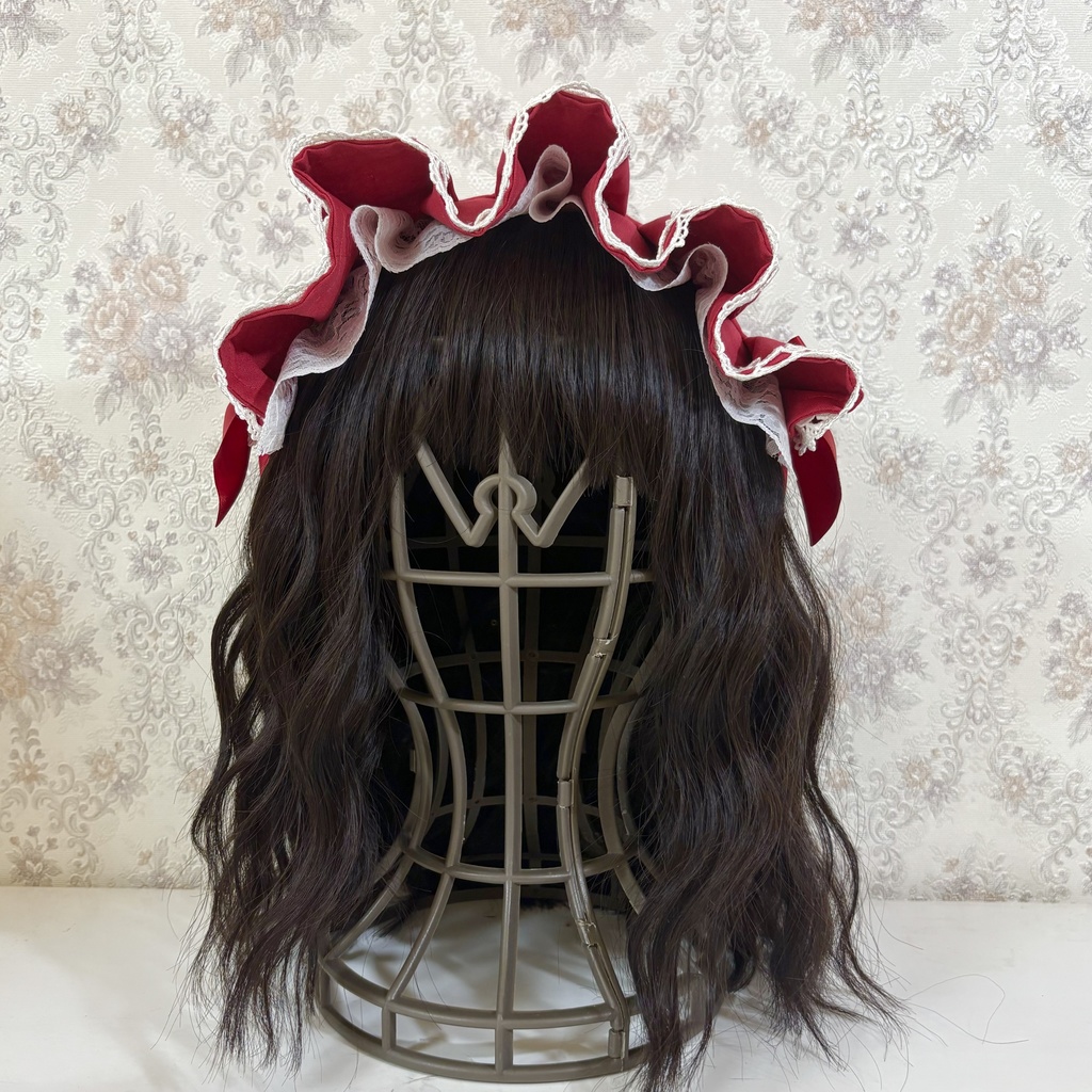 ハーフボンネ風ヘッドドレス(赤)