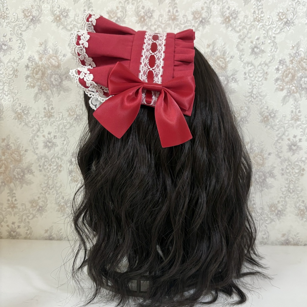 ハーフボンネ風ヘッドドレス(赤)