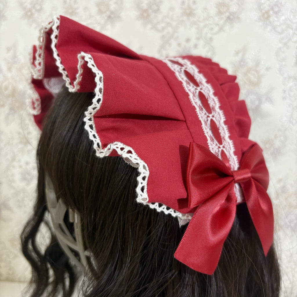 ハーフボンネ風ヘッドドレス(赤2)