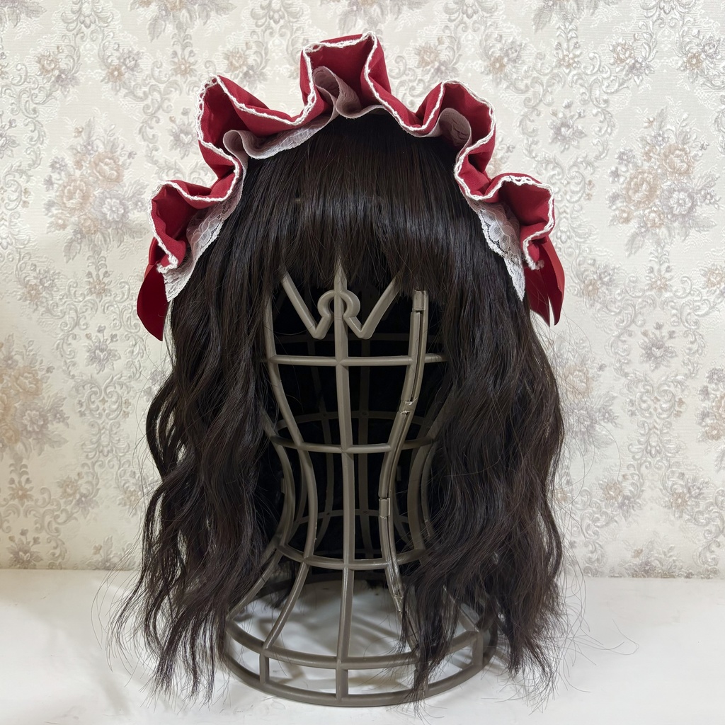 ハーフボンネ風ヘッドドレス(赤2)