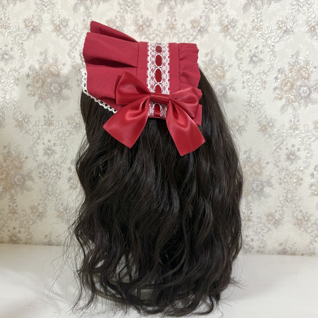 ハーフボンネ風ヘッドドレス(赤2)