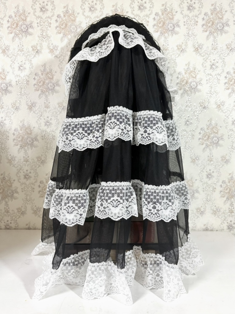 ティアードベールボンネット(黒白)