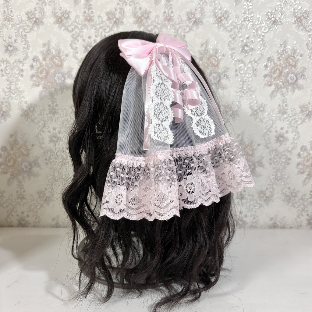 チュール付きリボンクリップ(ピンク3)