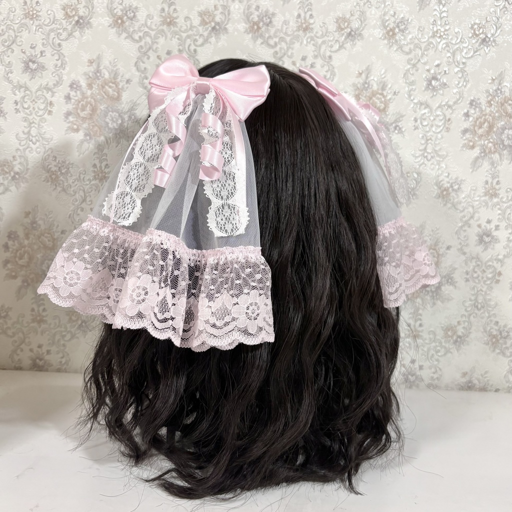 チュール付きリボンクリップ（ピンク3）