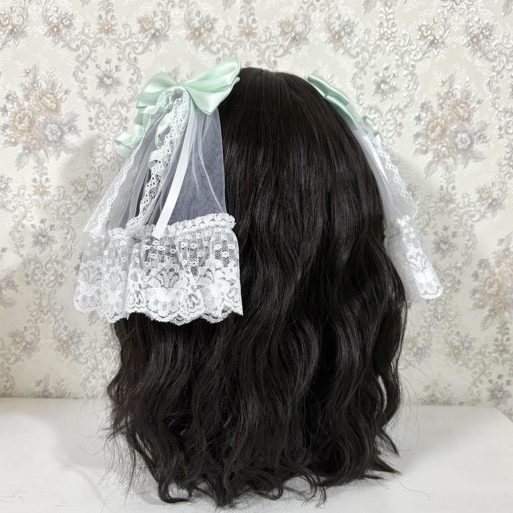 チュール付きリボンクリップ(ミント)