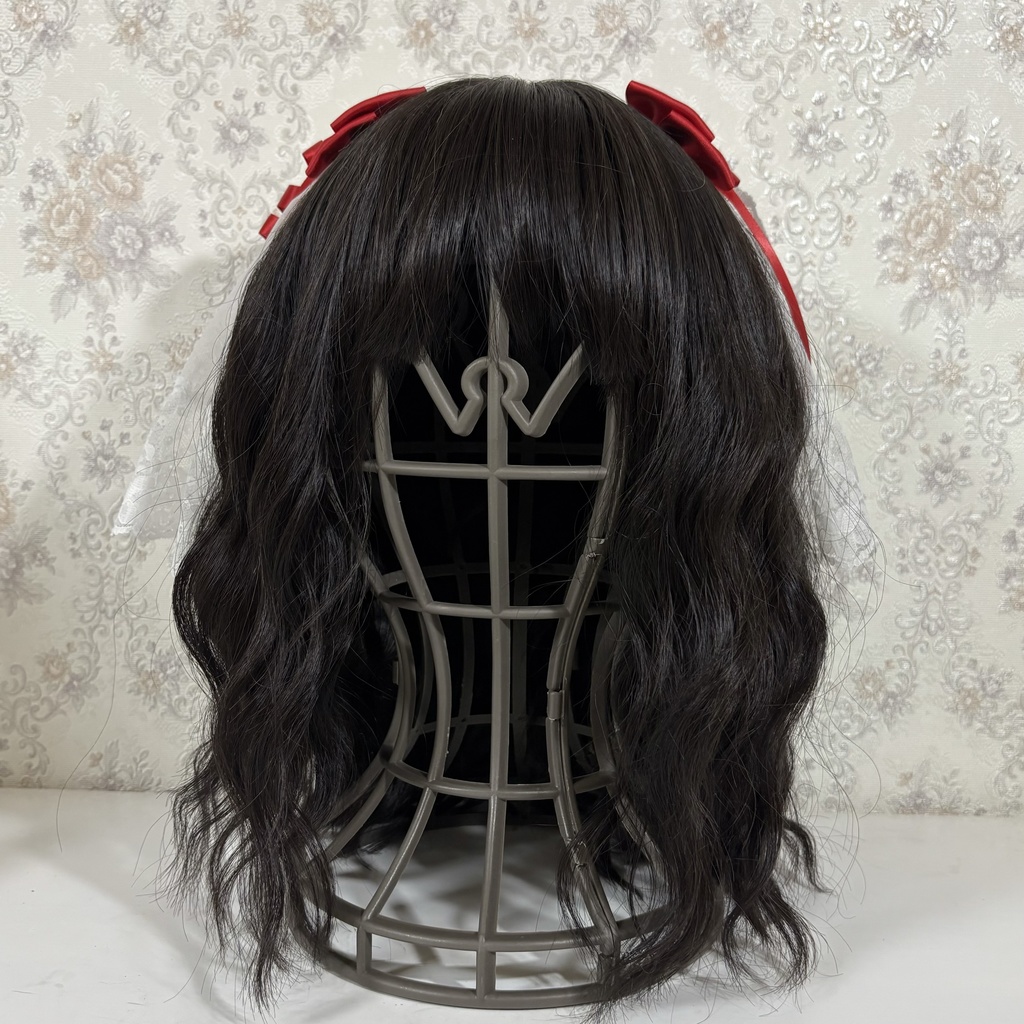 チュール付きリボンクリップ(赤)