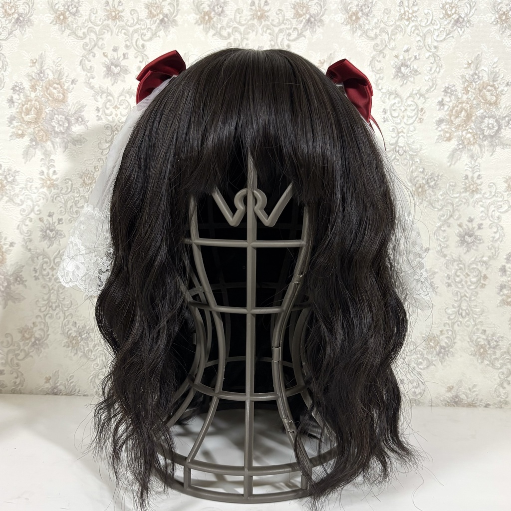 チュール付きリボンクリップ(ボルドー )