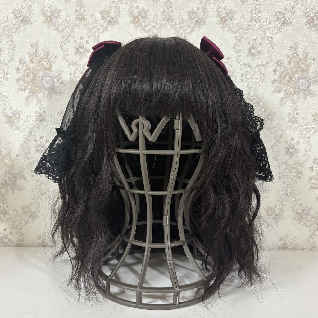 チュール付きリボンクリップ(黒ワイン)