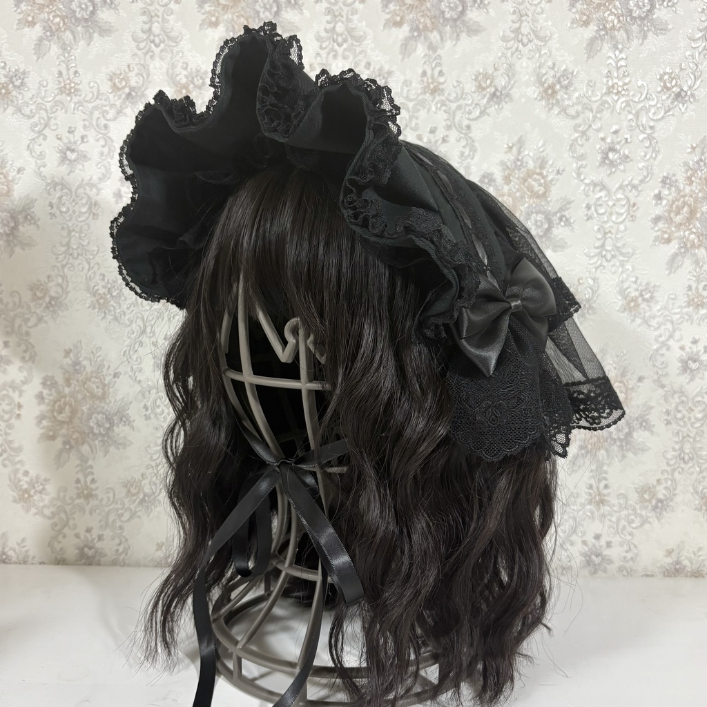 ショートベールヘッドドレス（黒）