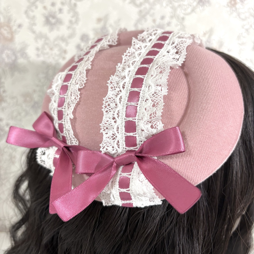 ダブルピンクカクテルハット(フリル)