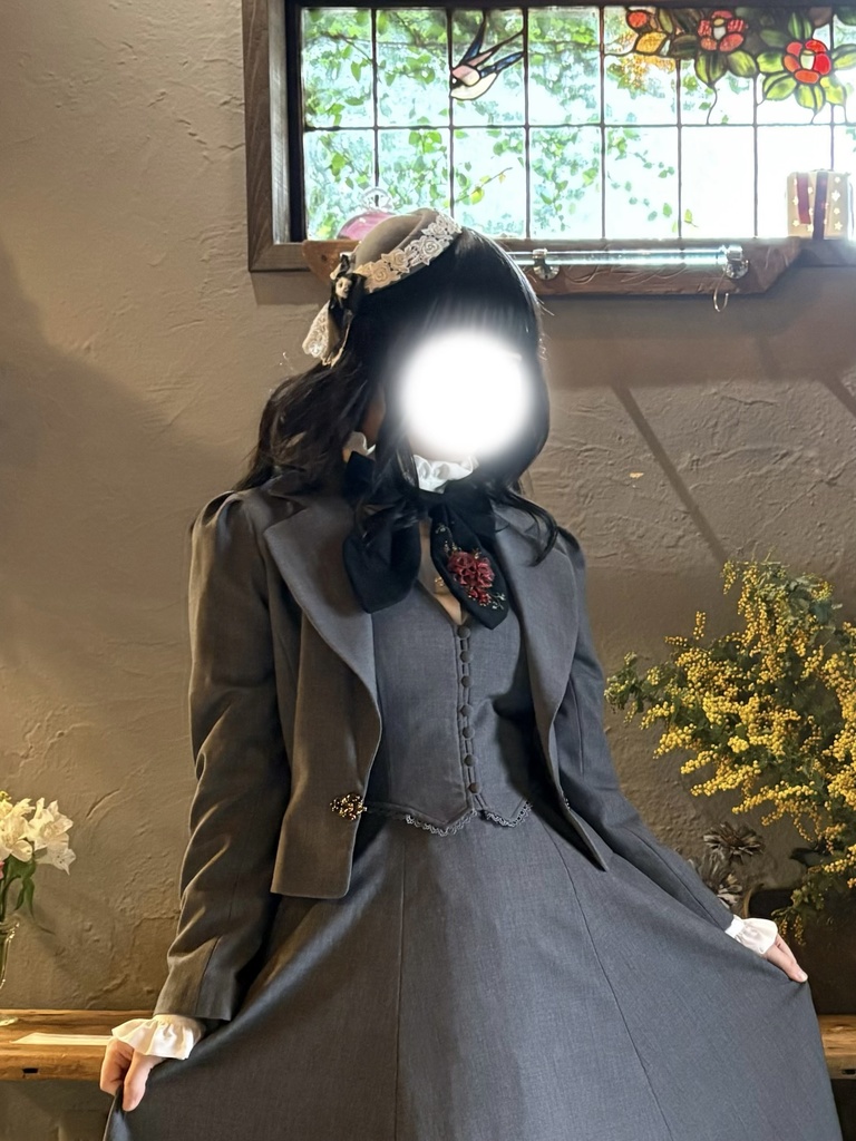 薔薇カクテルハット(グレー)