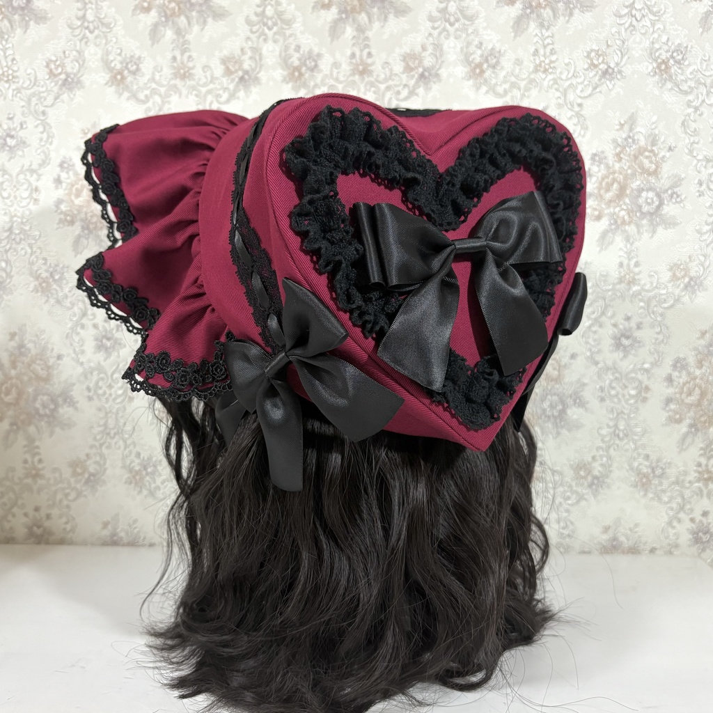 ハートボンネット（ボルドー 黒）