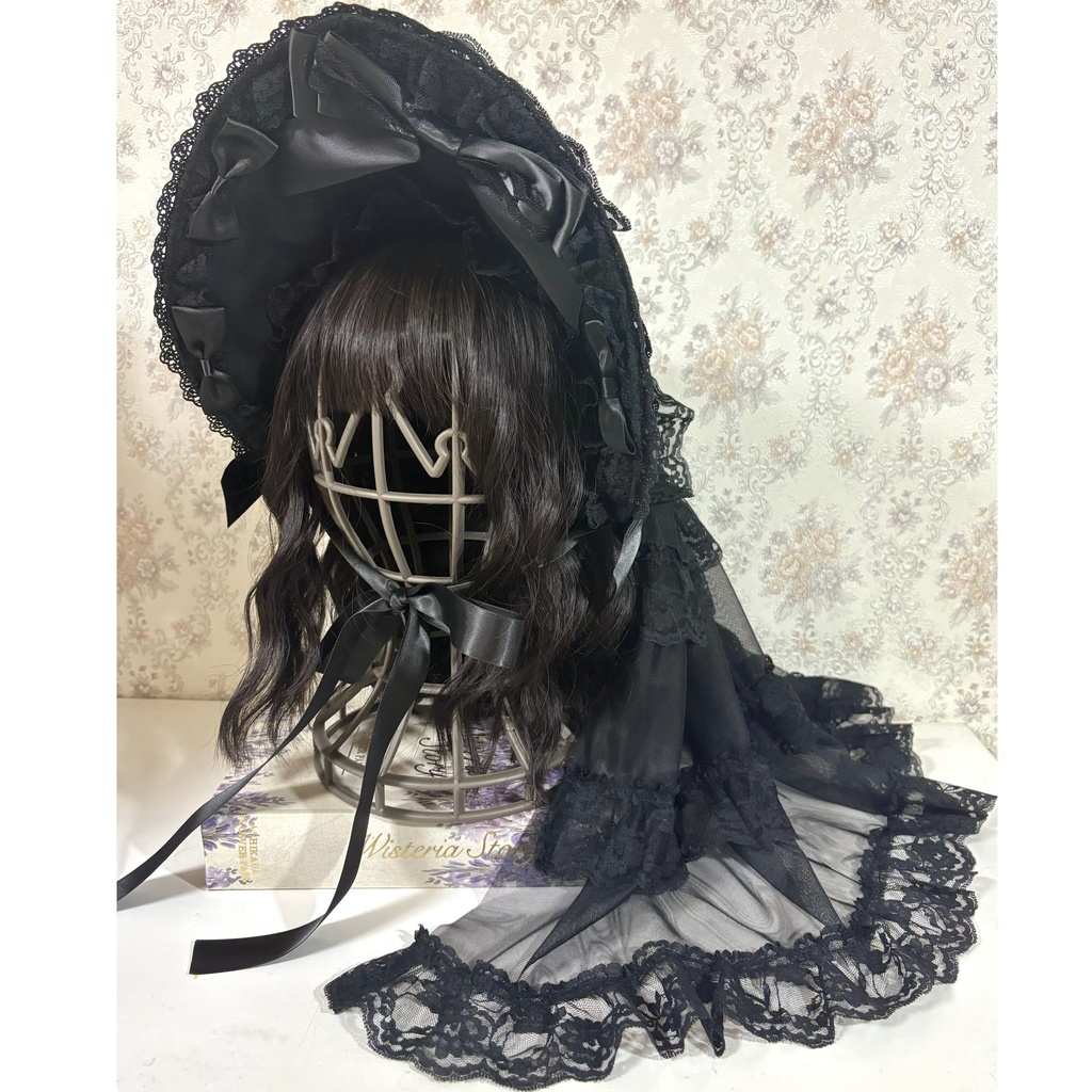ティアードベールボンネット（黒）