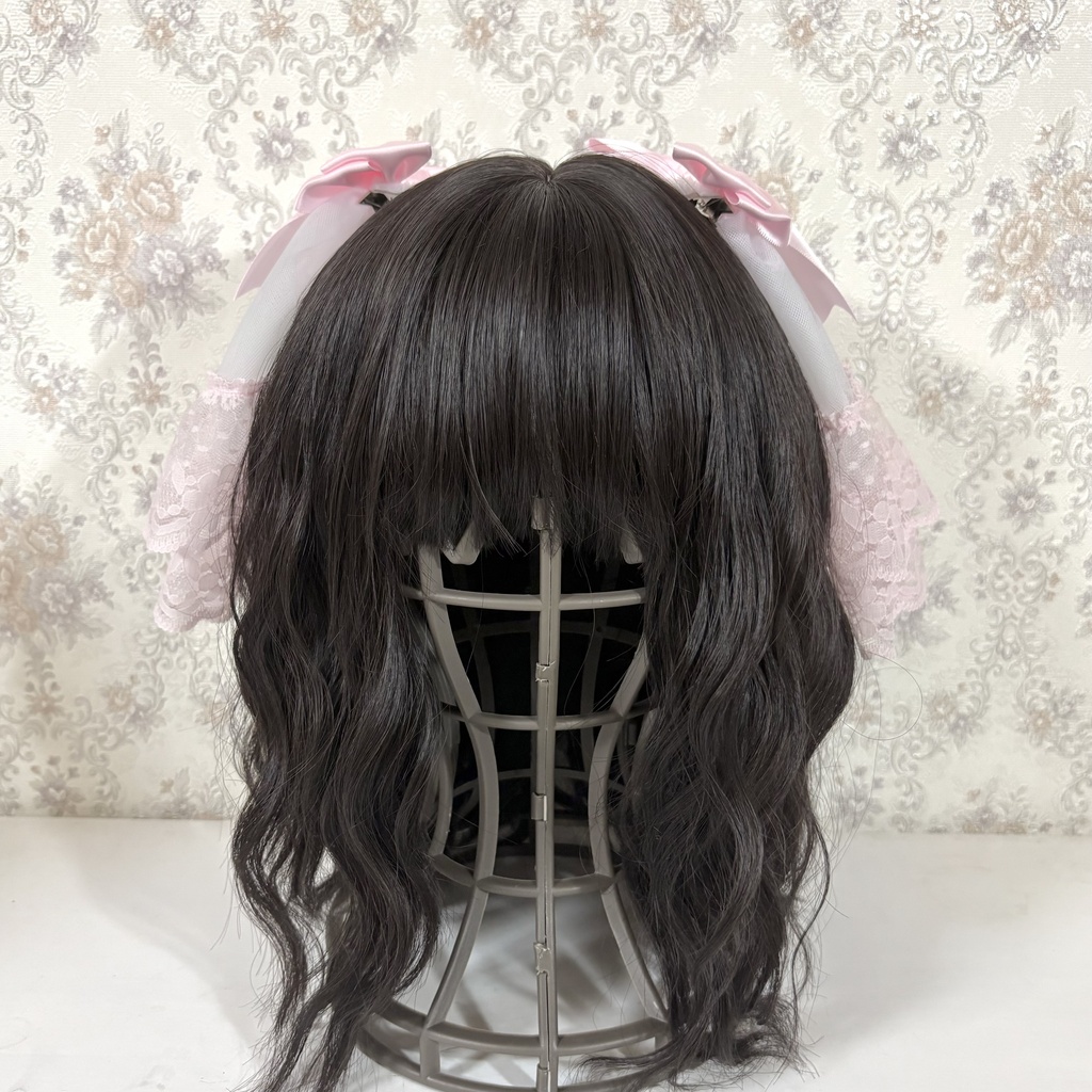 2段フリルリボンクリップ(いちごみるく)