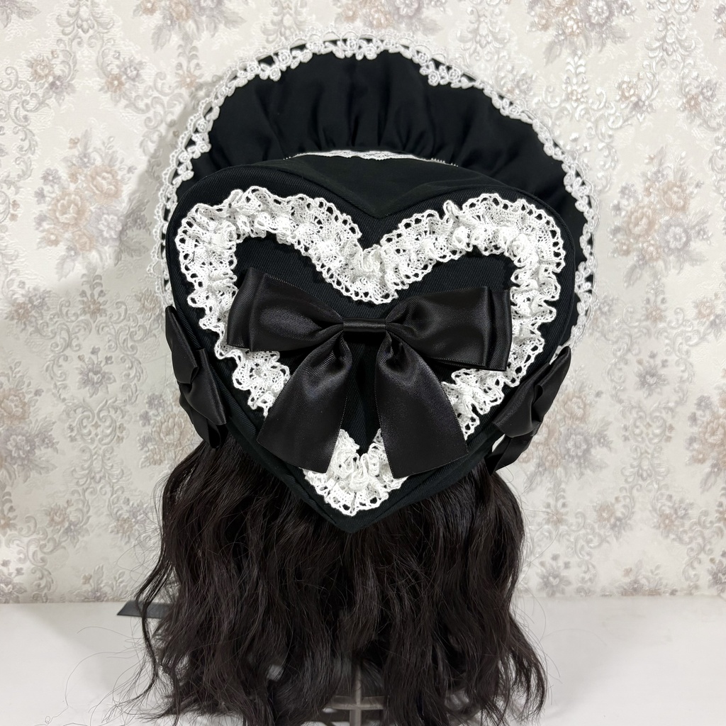 newハートボンネット(黒白)