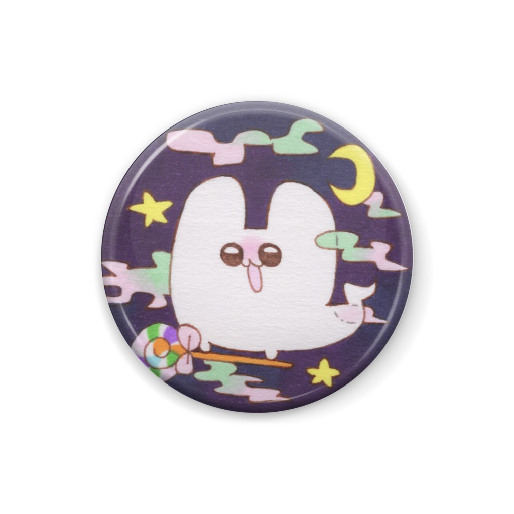 うさぎの缶バッチ ハロウィンver(ゴースト)