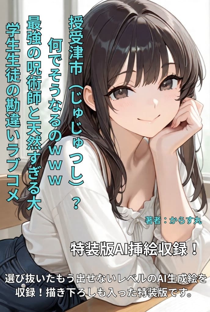 特装版!5000枚に1枚出るかどうかの奇跡のAI生成挿絵+描き下ろしss 授受津市(じゅじゅつし)?何でそうなるのwww 最強の呪術師と天然すぎる大学生生徒の勘違いラブコメ〜ギャグからシリアスへ〜