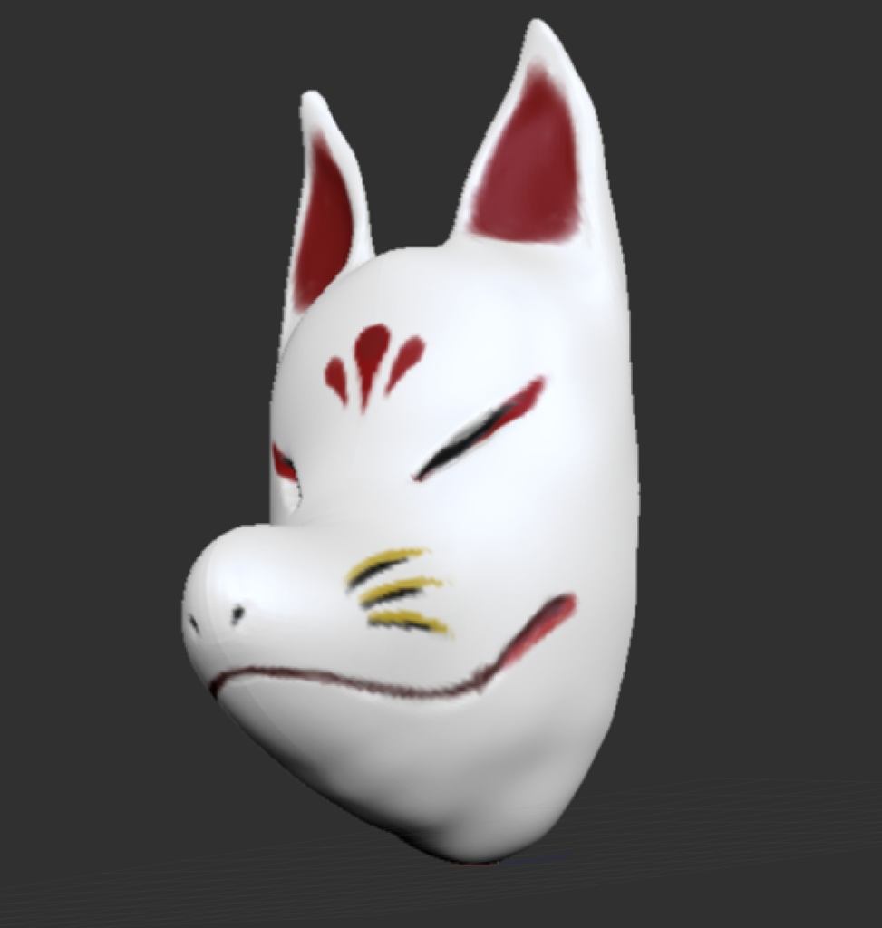 ３D 狐面　無着色