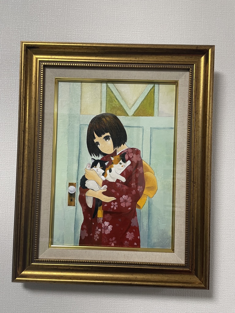 大きい割引 銀 ( 絵画 絵 額付 メルカリ ) F4-072319 子犬と女の子 ...