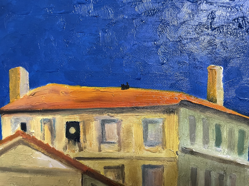 原画「野良猫だらけの〜黄色い家」 油絵 F20