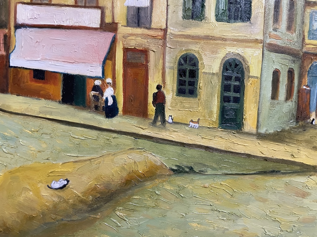 原画「野良猫だらけの〜黄色い家」 油絵 F20