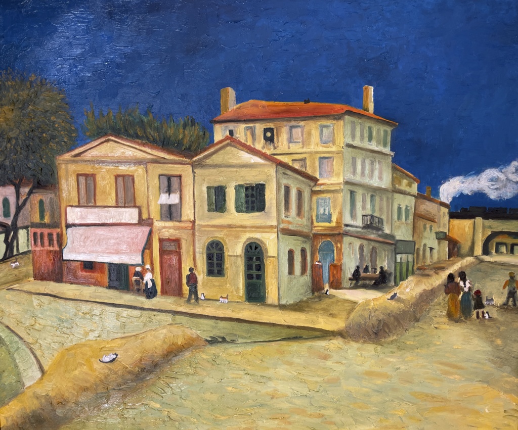 原画「野良猫だらけの〜黄色い家」 油絵 F20