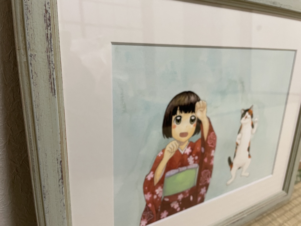 原画「招き猫猫の音頭」 水彩画 F4