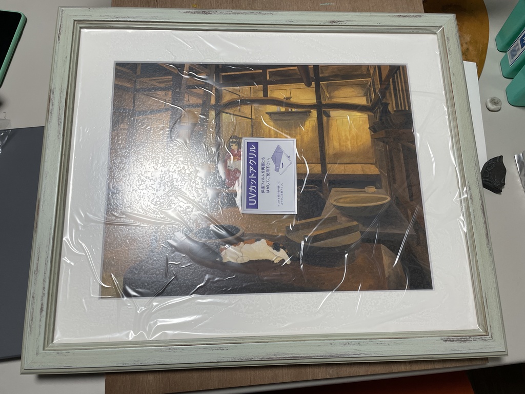 【完売御礼】受注制作:原画「真夜中の農家の娘と犬猫たち」水彩画 F6