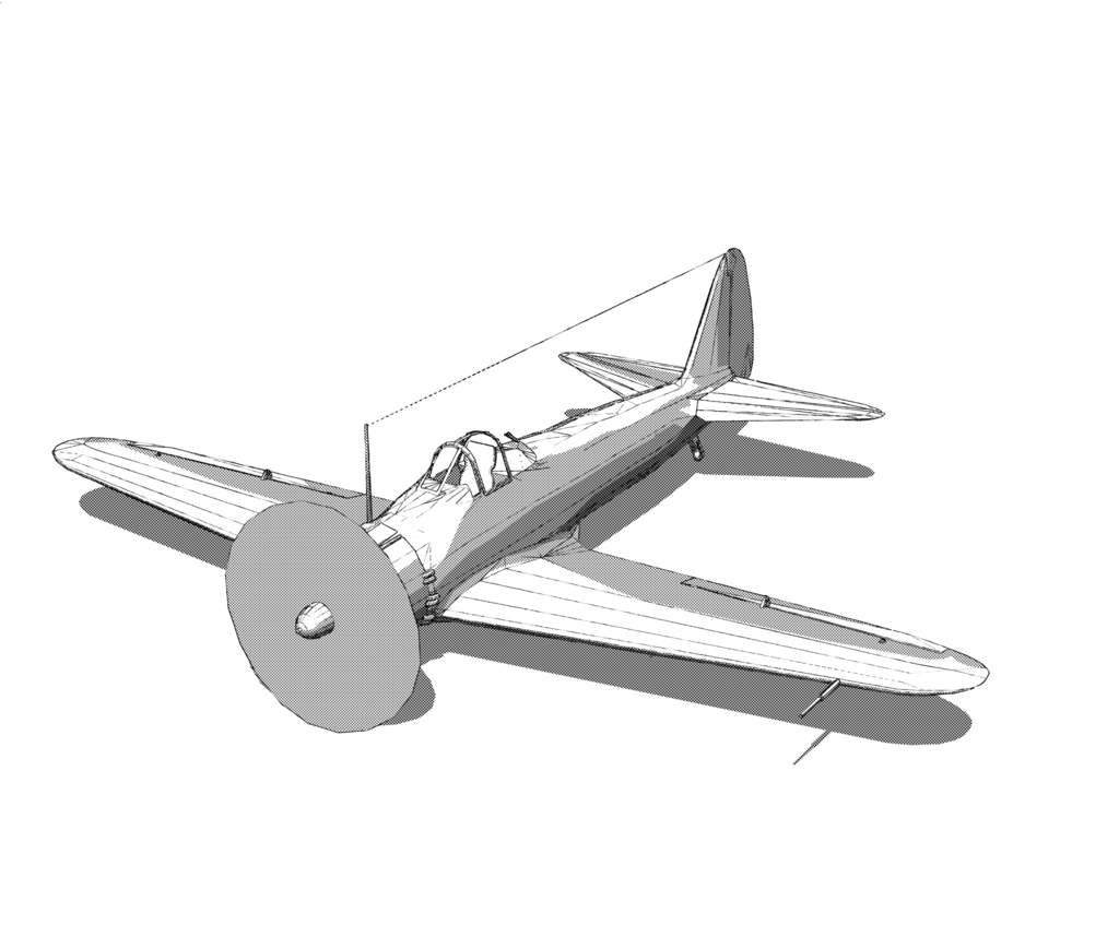 ３D 一式戦闘機　隼（飛行状態）