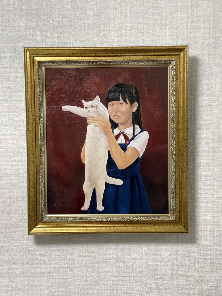 原画「のびーるたんを抱く少女」　油彩　F8（455x380mm）