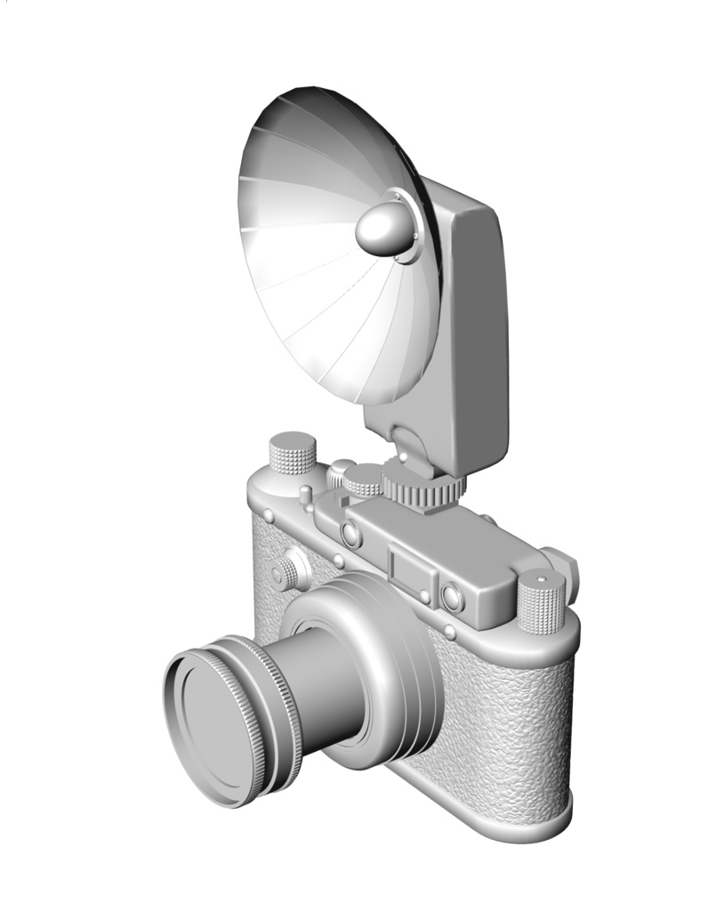 3D ドイツ製カメラ・ライカIII(ストロボ付き)「.obj」