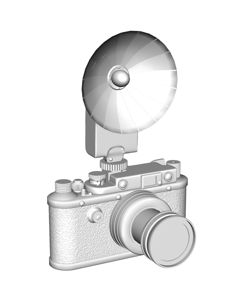 3D ドイツ製カメラ・ライカIII(ストロボ付き)「.obj」