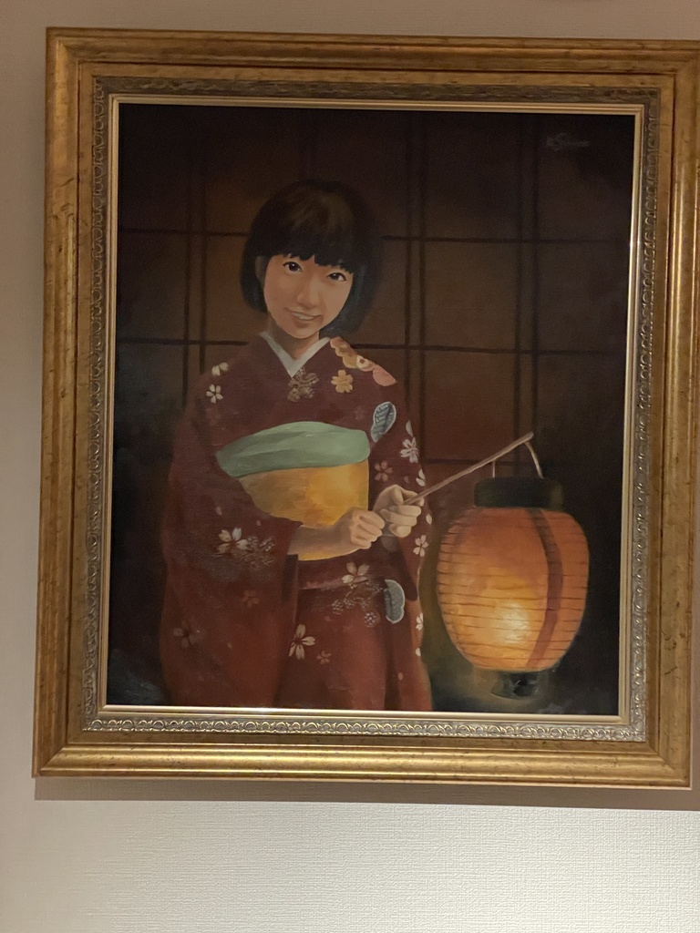 原画「提灯を持つ着物少女」 油彩 F10